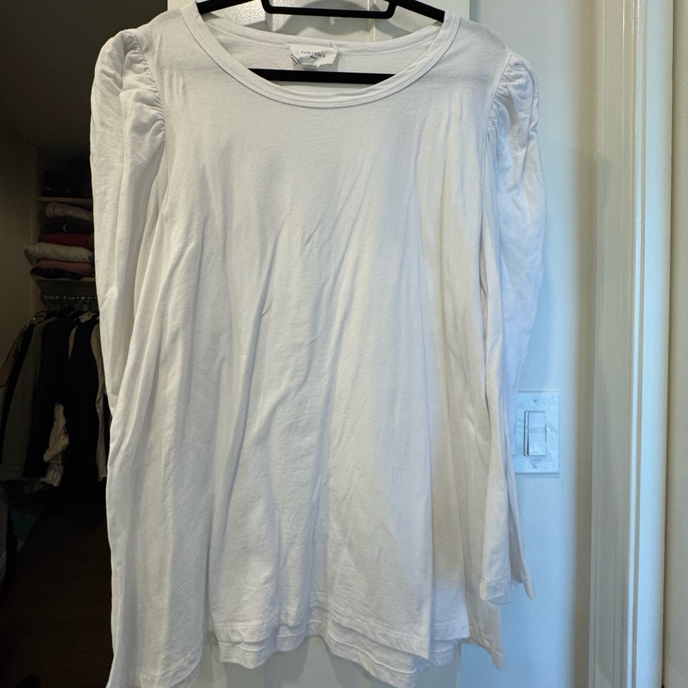 Pomander Place White Long Sleeve Puff Blouse Relaxed Fit